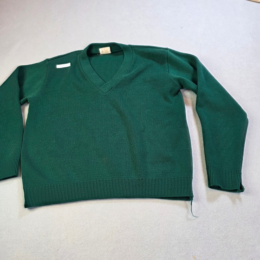 Vintage El Guero Forest Green V-Neck Sweater Distressed Grunge Size 14